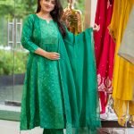 Kala Creation Beautiful Neckyock Aariwork Printed Kurta Pant And Dupatta Set