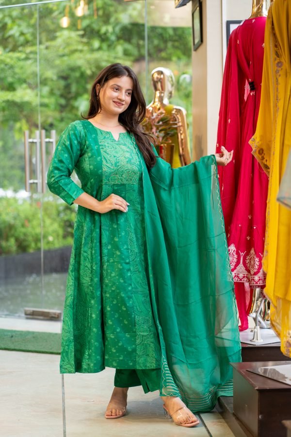 Kala Creation Beautiful Neckyock Aariwork Printed Kurta Pant And Dupatta Set - Image 2