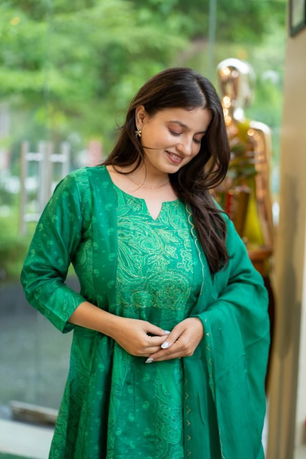 Kala Creation Beautiful Neckyock Aariwork Printed Kurta Pant And Dupatta Set - Image 3