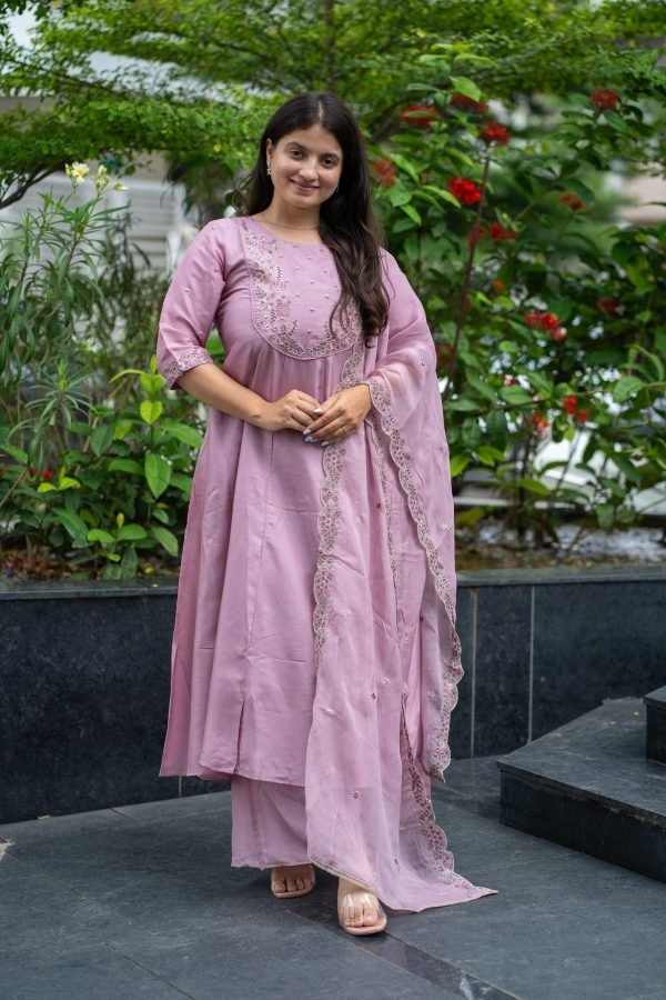 Kala Creation Beautiful Neckyock Work Kurta Pant And Dupatta Set