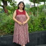 Kala Creation Beautiful Zigzag Printed Round Neck Long Flared Midi Kurti