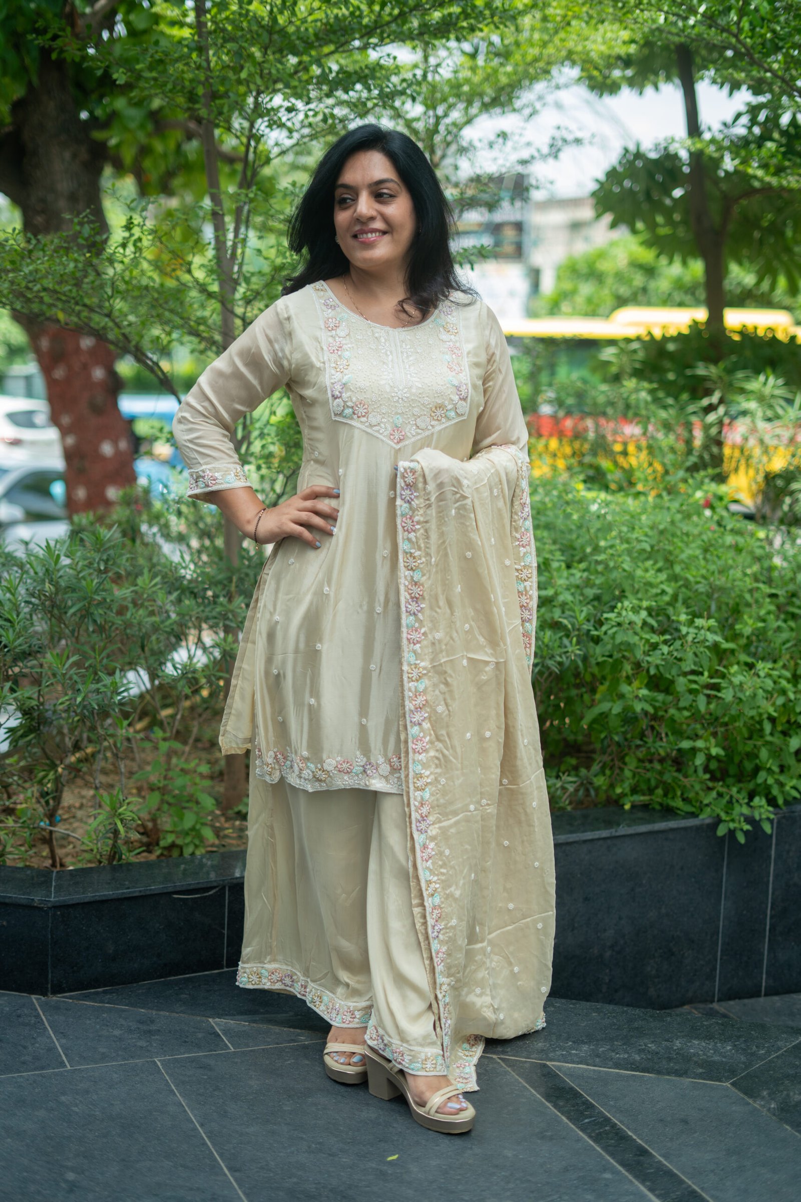 Kala Creation Neckyock Beautiful Motif Work Kurta Pant And Dupatta Set