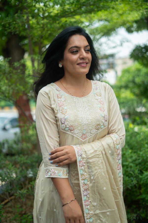 Kala Creation Neckyock Beautiful Motif Work Kurta Pant And Dupatta Set - Image 3