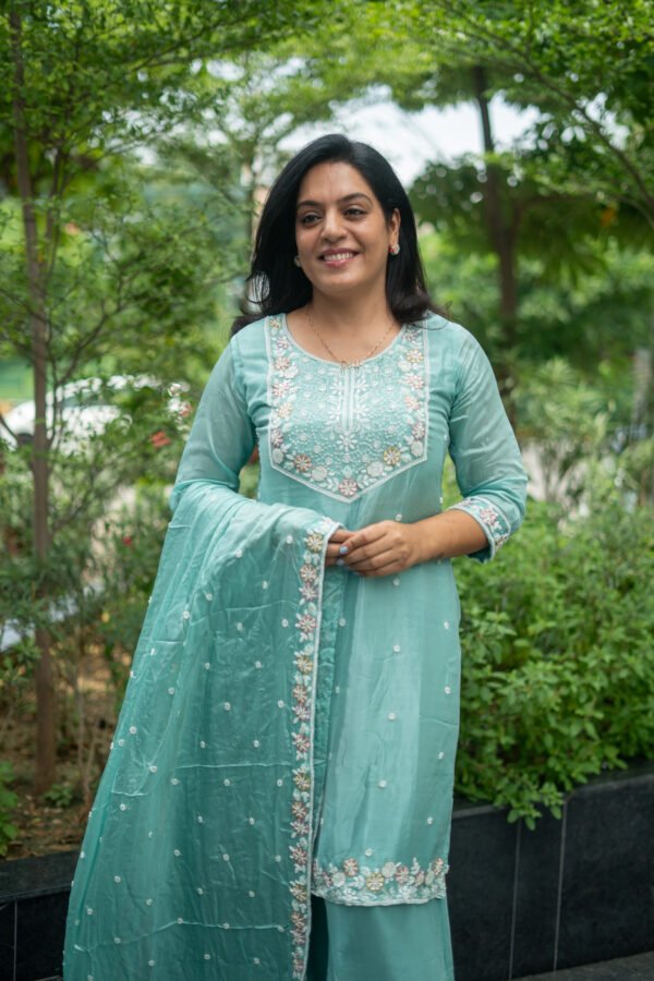 Kala Creation Neckyock Beautiful Motif Work Kurta Pant And Dupatta Set - Image 4