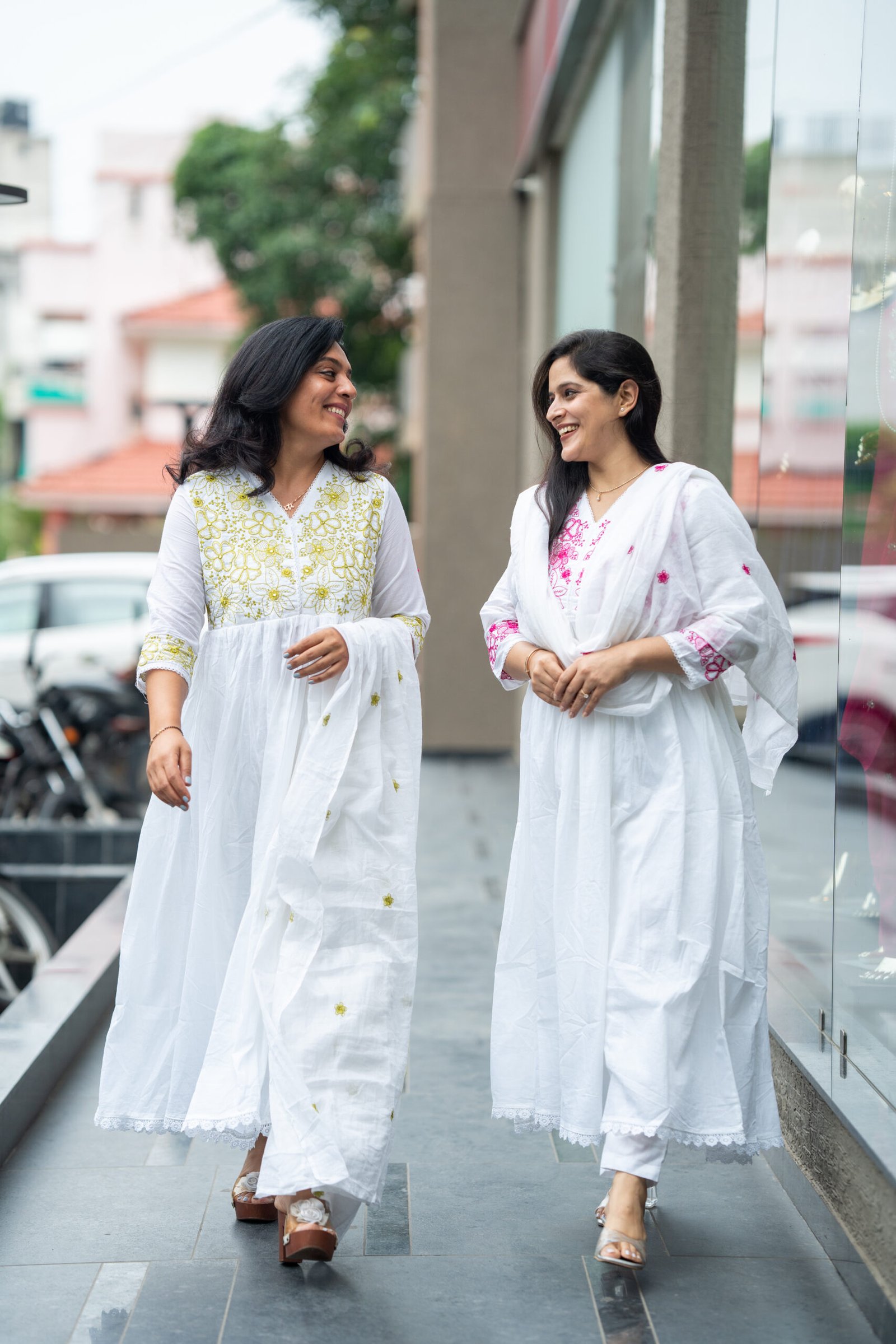 Kala Creation Beautiful Neckline Embroidered Work Long Flared Kurta Pant And Dupatta Set