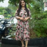 Kala Creation Beautiful Printed Women’s Long Gown Style Frock Round V-Neck And 3/4 Sleeves