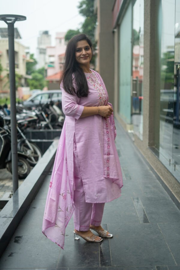 Kala Creation Beautiful Embroidered Neckline Work Kurti Pant And Printed Dupatta Set - Image 2