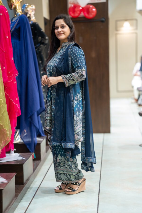 Kala Creation Beautiful Muslin Printed Up And Down Kurta Pant And Dupatta Set - Image 4