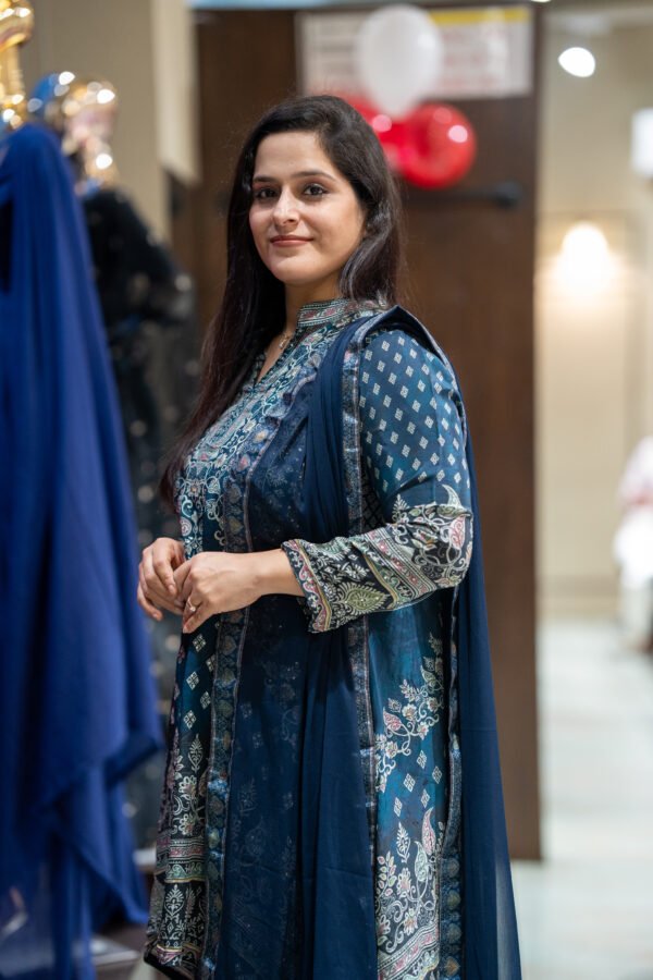 Kala Creation Beautiful Muslin Printed Up And Down Kurta Pant And Dupatta Set - Image 3