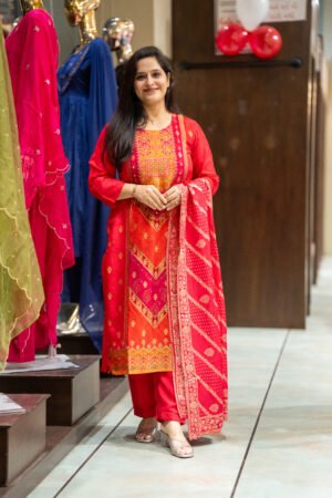 Kala Creation Beautiful Neckyock Patchwork Kurti Pant And Dupatta Set