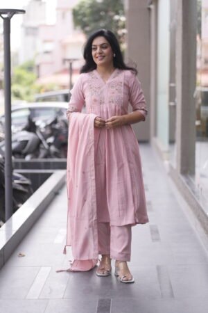 Kala Creation Beautiful Neckyoke Work Kurta Pant And Dupatta Set