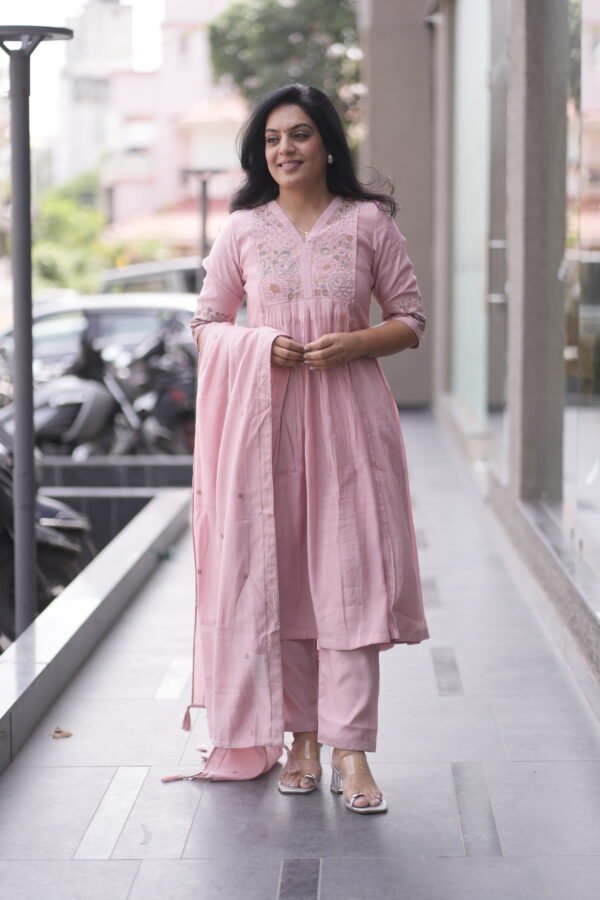 Kala Creation Beautiful Neckyoke Work Kurta Pant And Dupatta Set