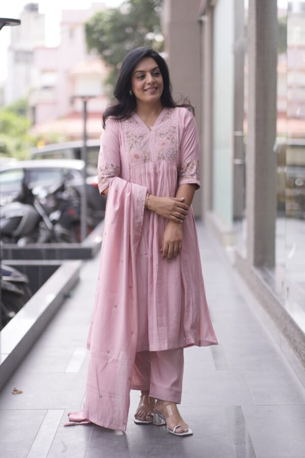 Kala Creation Beautiful Neckyoke Work Kurta Pant And Dupatta Set - Image 5