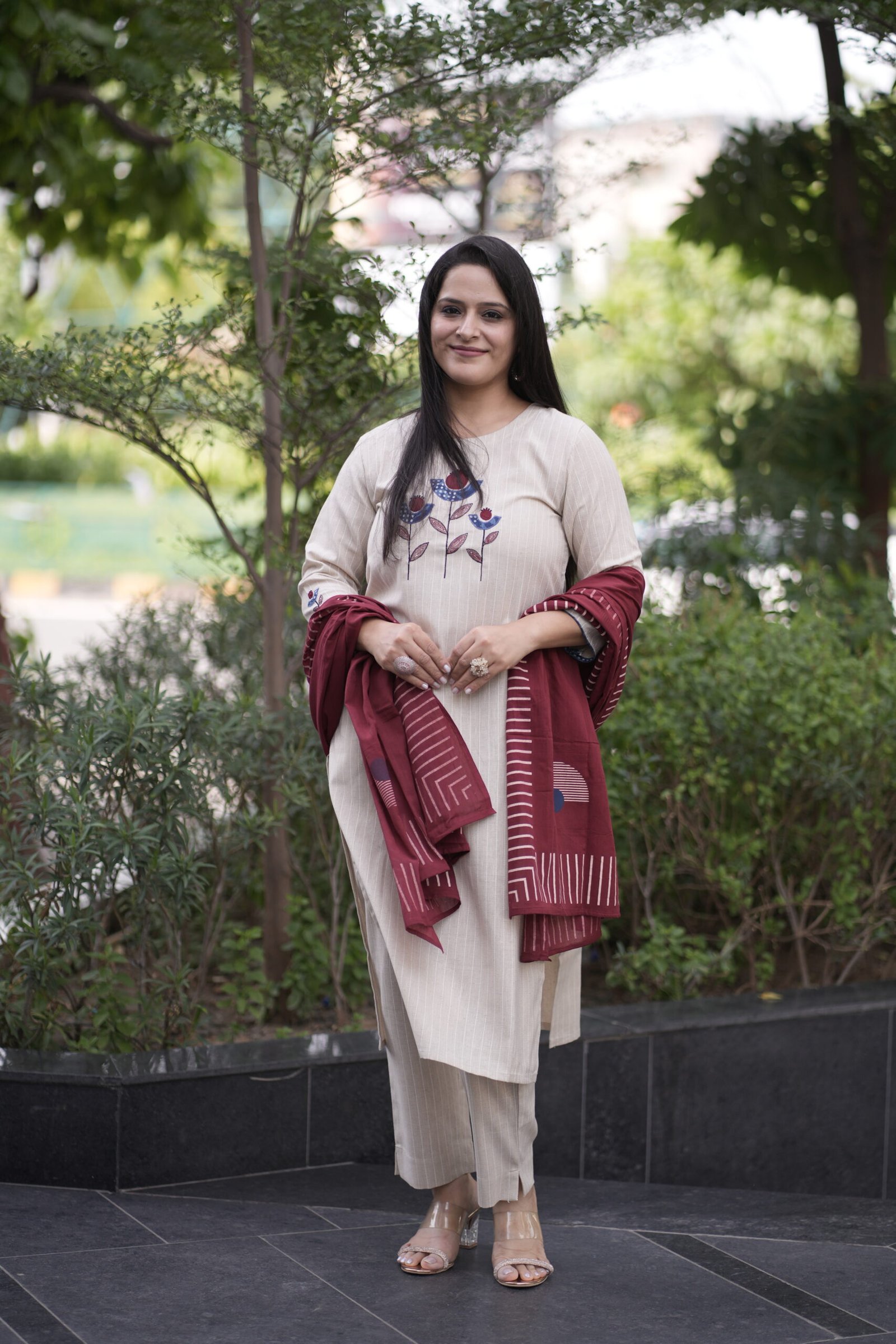 Kala Creation Beautiful Embroidered Work Palin Straight Cut Kurta Pant And Dupatta Set