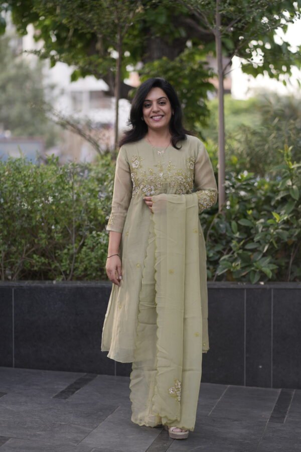 Kala Creation Beautiful Neck Work Kurti Pant And Dupatta Set