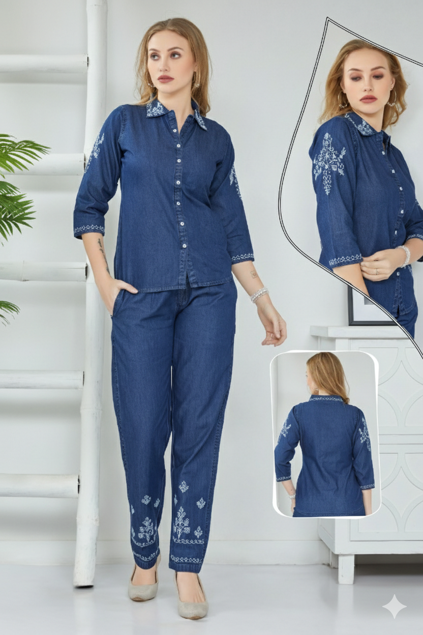 Kala Creation Women's Blue Denim Co-Ord Set