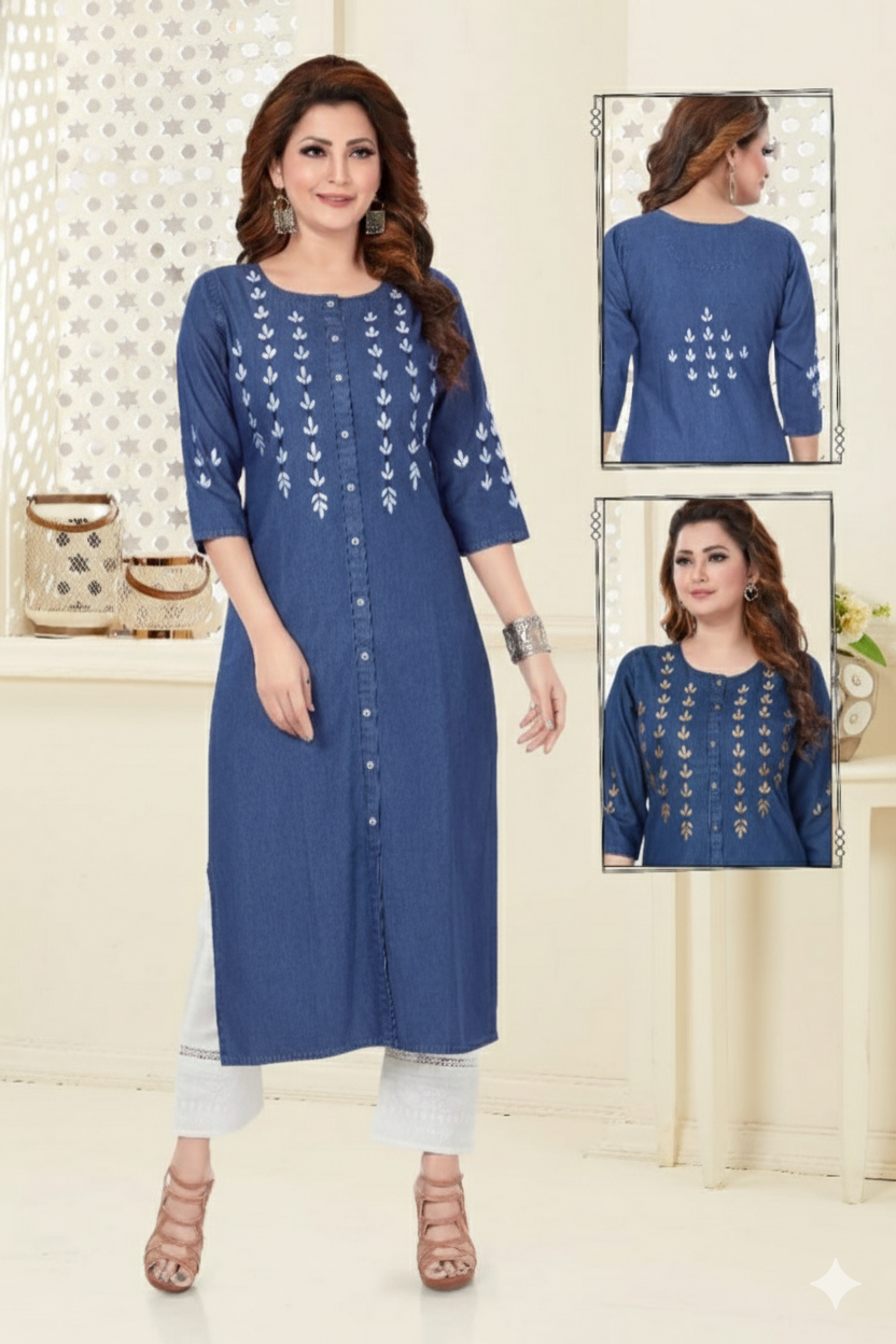 Kala Creation Premium Collection Soft Cool Denim Top Collection For Women's Kurti
