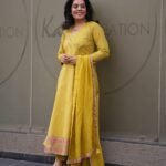 Kala Creation Yellow Angrakha Style Flared Kurta Pant And Dupatta Set
