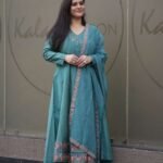 Kala Creation Rama Angrakha Style Flared Kurta Pant And Dupatta Set