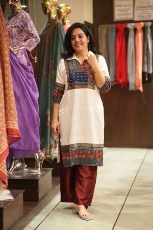 Kala Creation Beautiful Silk White Kurti