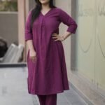 Kala Creation Plain V-Neck Kurta Pant Set