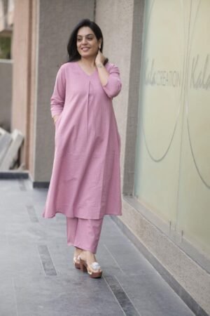 Kala Creation Plain V-Neck Kurta Pant Set