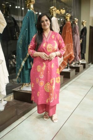 Kala Creation Beautiful V-Neck Printed Kurta Pant Set
