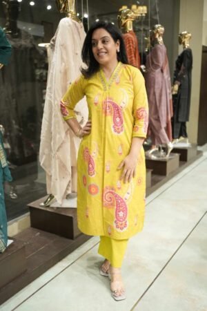 Kala Creation Beautiful V-Neck Printed Kurta Pant Set