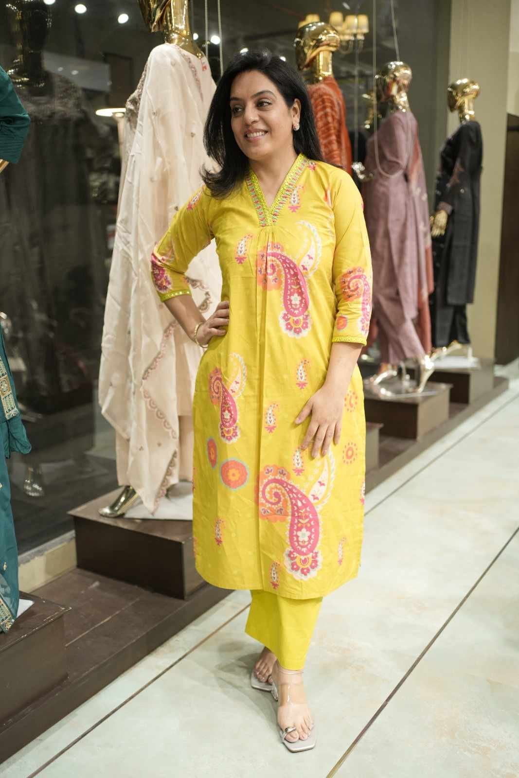 Kala Creation Beautiful V-Neck Printed Kurta Pant Set