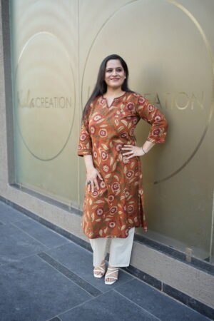 Kala Creation Beautiful Printed Cotton V-Neck Kurta