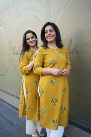 Kala Creation Beautiful Mirror Work Cotton V-Neck Kurta