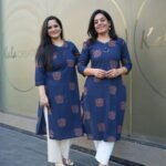 Kala Creation Beautiful Mirror Work Cotton V-Neck Kurta