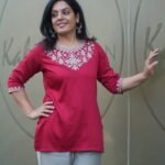 Kala Creation Beautiful Neckline Embroidered Work Plain Short Kurti