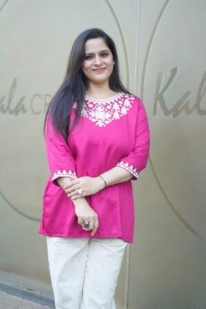 Kala Creation Beautiful Neckline Embroidered Work Plain Short Kurti