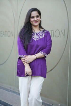 Kala Creation Beautiful Neckline Embroidered Work Plain Short Kurti