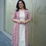 Kala Creation Beige Cotton Kurta With Striped Jacket