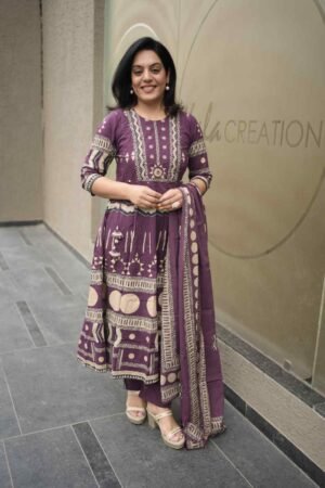 Kala Creation Beautiful Printed Flared Kurta Pant And Dupatta Set
