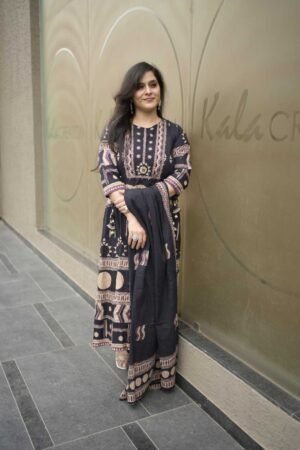 Kala Creation Beautiful Printed Flared Kurta Pant And Dupatta Set