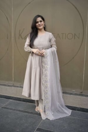 Kala Creation Beautiful Anarkali Kurta Pant And Dupatta Set