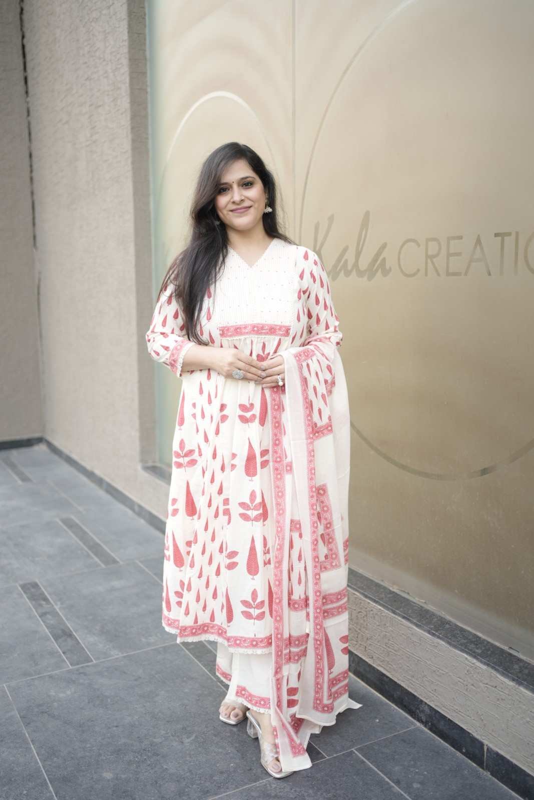 Kala Creation A-line Cotton Kurta Paired With Pants And A Matching Dupatta