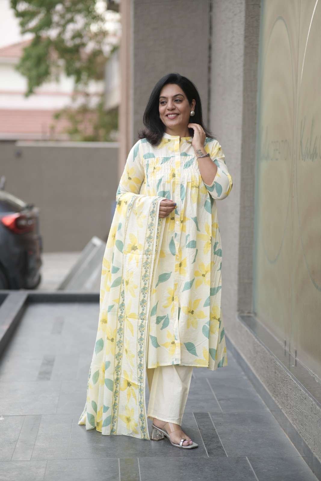 Kala Creation Cotton Designer Aline kurti With Dupatta And Pant