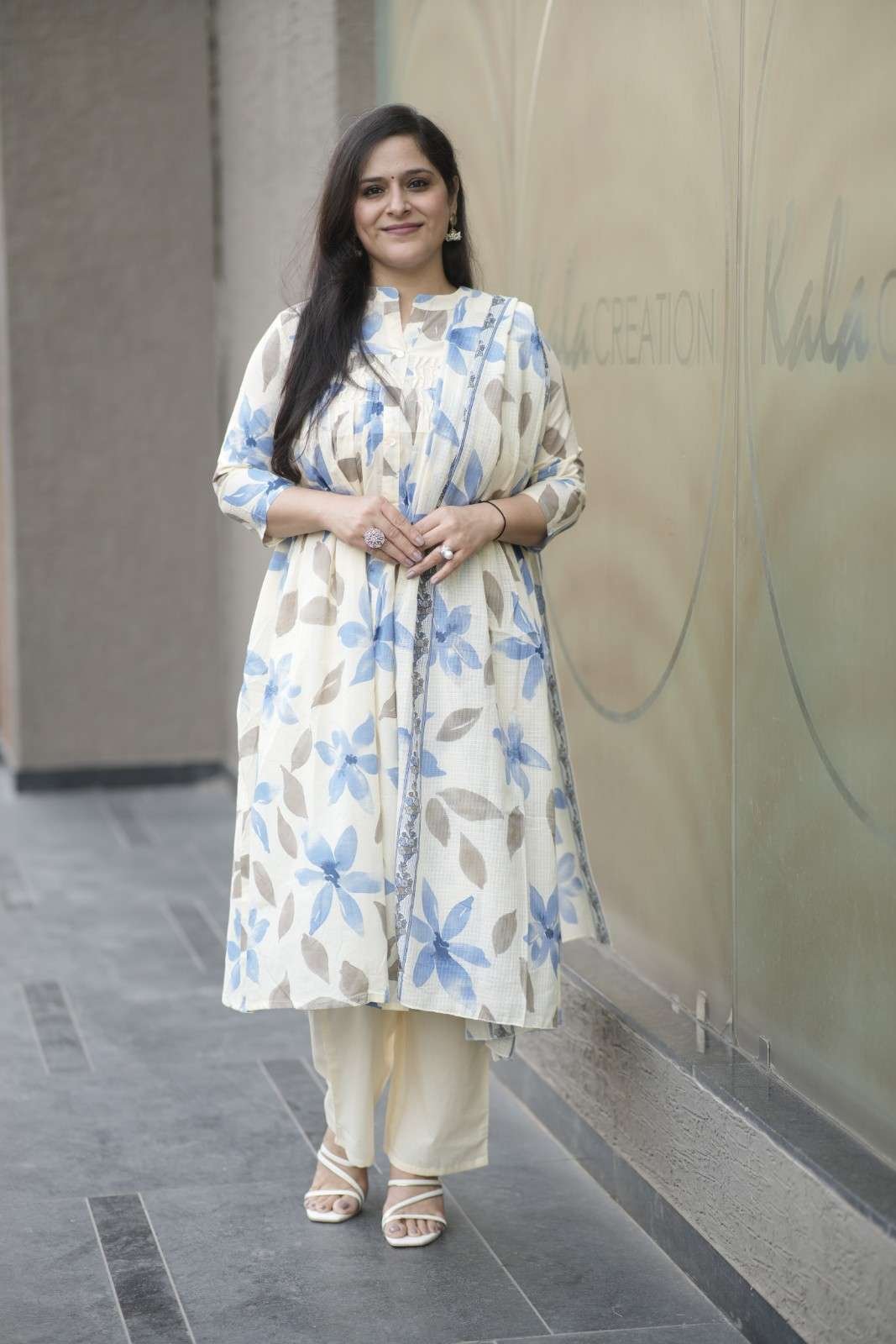 Kala Creation Cotton Designer Aline kurti With Dupatta And Pant