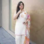 Kala Creation Stylish Embroidered Work Off White Kurta Pant And Dupatta Set