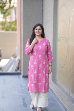 Kala Creation Women's Cotton Floral Printed Straight Kurta