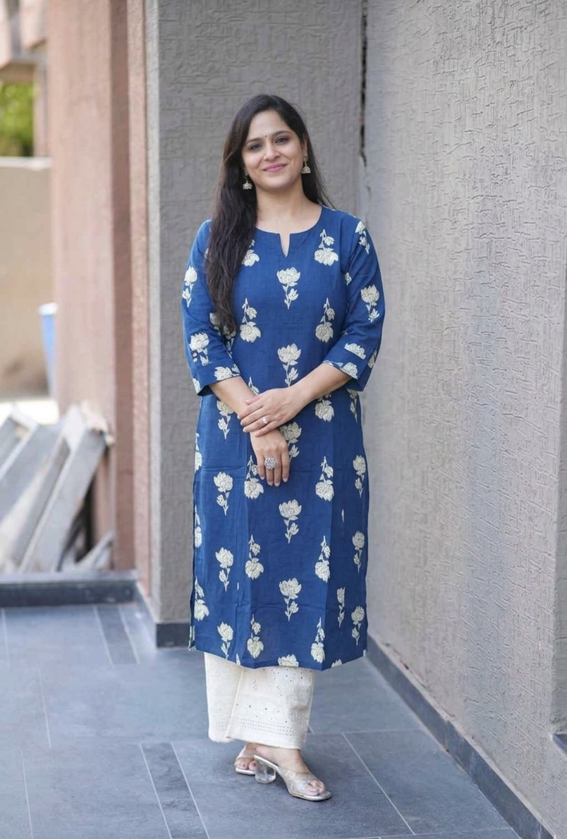 Kala Creation Women's Cotton Floral Printed Straight Kurta