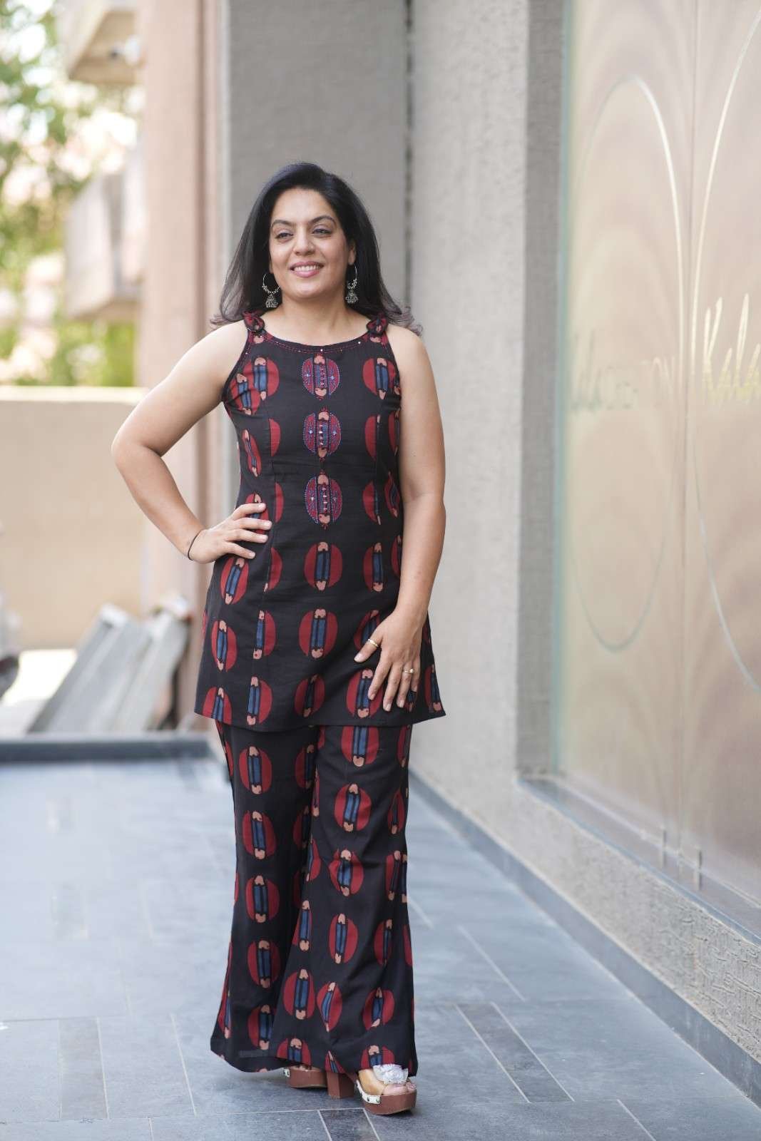 Kala Creation Beautiful Sleeveless Cotton Short Kurta And Pant Set Co-Ord Set