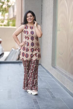Kala Creation Beautiful Sleeveless Cotton Short Kurta And Pant Set Co-Ord Set