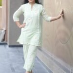 Kala Creation Beautiful Cotton Co-Ord Set With White Floral Embroidery