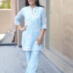 Kala Creation Beautiful Cotton Co-Ord Set With White Floral Embroidery