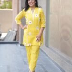 Kala Creation Beautiful Cotton Co-Ord Set With White Floral Embroidery